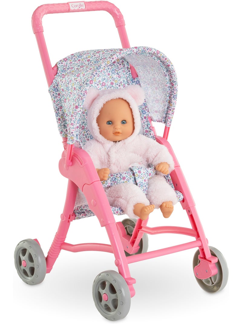 Poussette Florale pour poupon 30 cm Rose - Kiabi