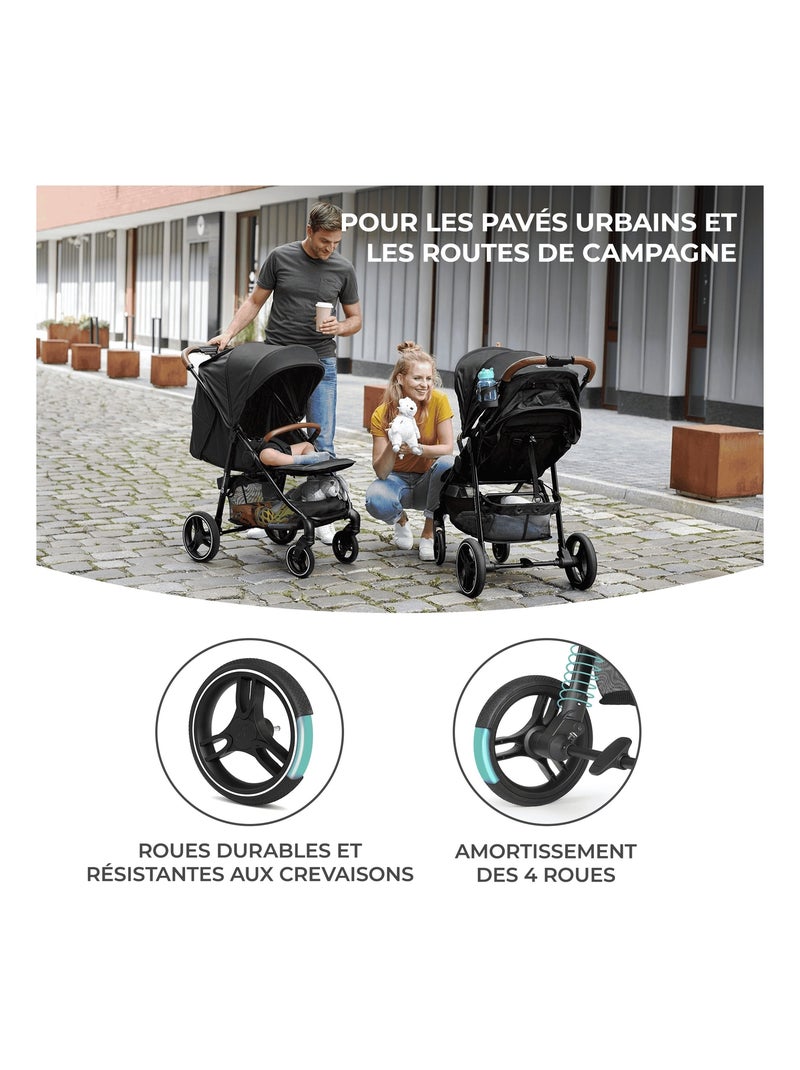 Poussette grande modèle pratique et confortable Noir - Kiabi