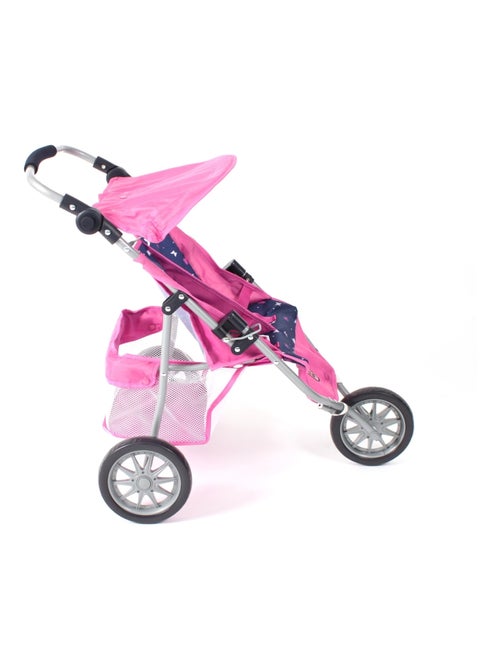 Poussette Jogger 3 roues pour poupées jumelles jean rose - Kiabi