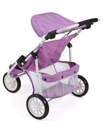 Poussette Jogger 3 roues pour poupées jumelles, Mélange violet
