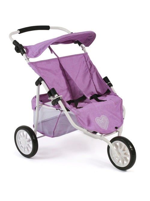 Poussette Jogger 3 roues pour poupées jumelles, Mélange violet - Kiabi