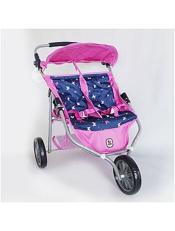 Poussette Jogger 3 roues pour poupées jumelles