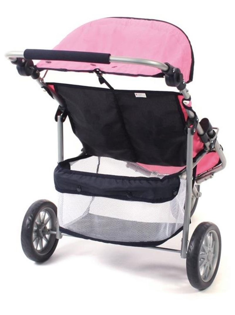 Poussette Jogger 3 roues pour poupées jumelles rose bleu foncé Multicolore - Kiabi