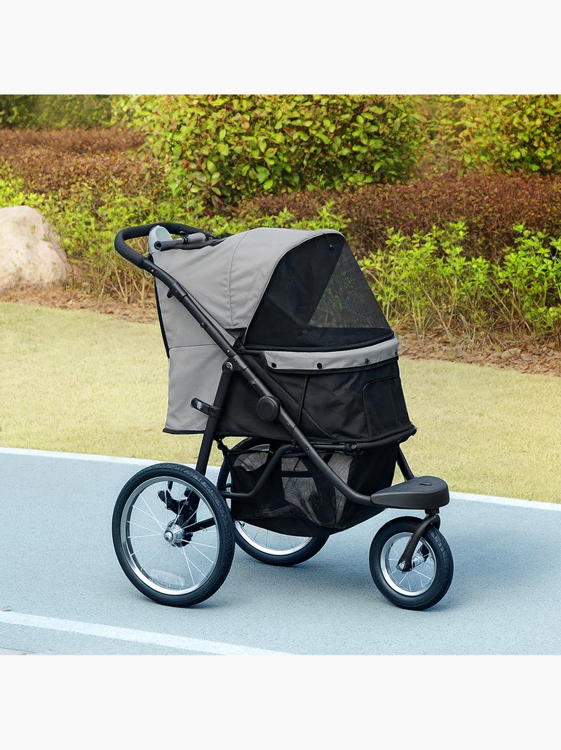 Poussette jogger pour chien pliable en un clic gris Gris - Kiabi