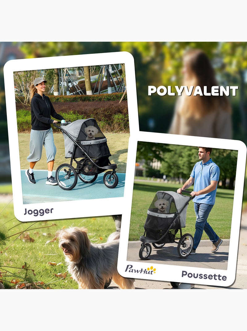 Poussette jogger pour chien pliable en un clic gris Gris - Kiabi