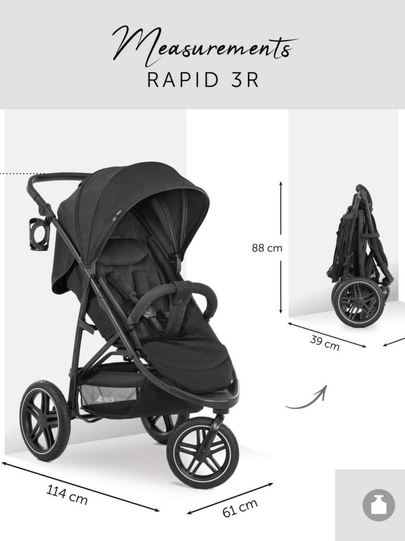 Poussette Jogger Rapid 3R Noir - Kiabi
