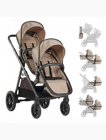 Poussette jumeaux 2-en-1 Duo, également adaptée comme poussette pour frères et sœurs – babyGo