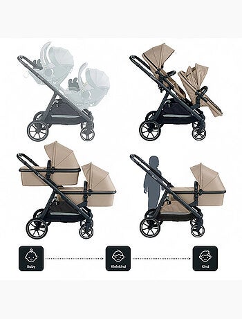 Poussette jumeaux 2-en-1 Duo, également adaptée comme poussette pour frères et sœurs – babyGo