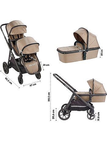 Poussette jumeaux 2-en-1 Duo, également adaptée comme poussette pour frères et sœurs – babyGo