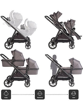 Poussette jumeaux 2-en-1 Duo, également adaptée comme poussette pour frères et sœurs – babyGo
