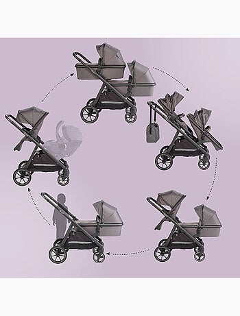 Poussette jumeaux 2-en-1 Duo, également adaptée comme poussette pour frères et sœurs – babyGo