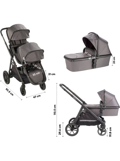 Poussette jumeaux 2-en-1 Duo, également adaptée comme poussette pour frères et sœurs – babyGo - Kiabi Poussette jumeaux 2-en-1 Duo, également adaptée comme poussette pour frères et sœurs – babyGo - Kiabi