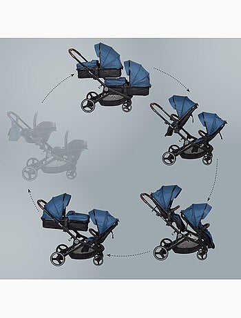 Poussette jumeaux 2-en-1 Twinner, également adaptée comme poussette pour frères et sœurs – babyGo