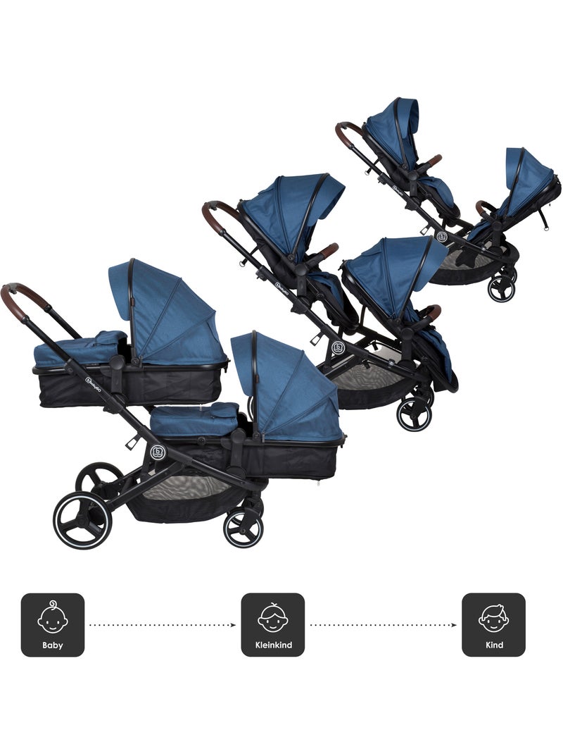 Poussette jumeaux 2-en-1 Twinner, également adaptée comme poussette pour frères et sœurs – babyGo Bleu - Kiabi