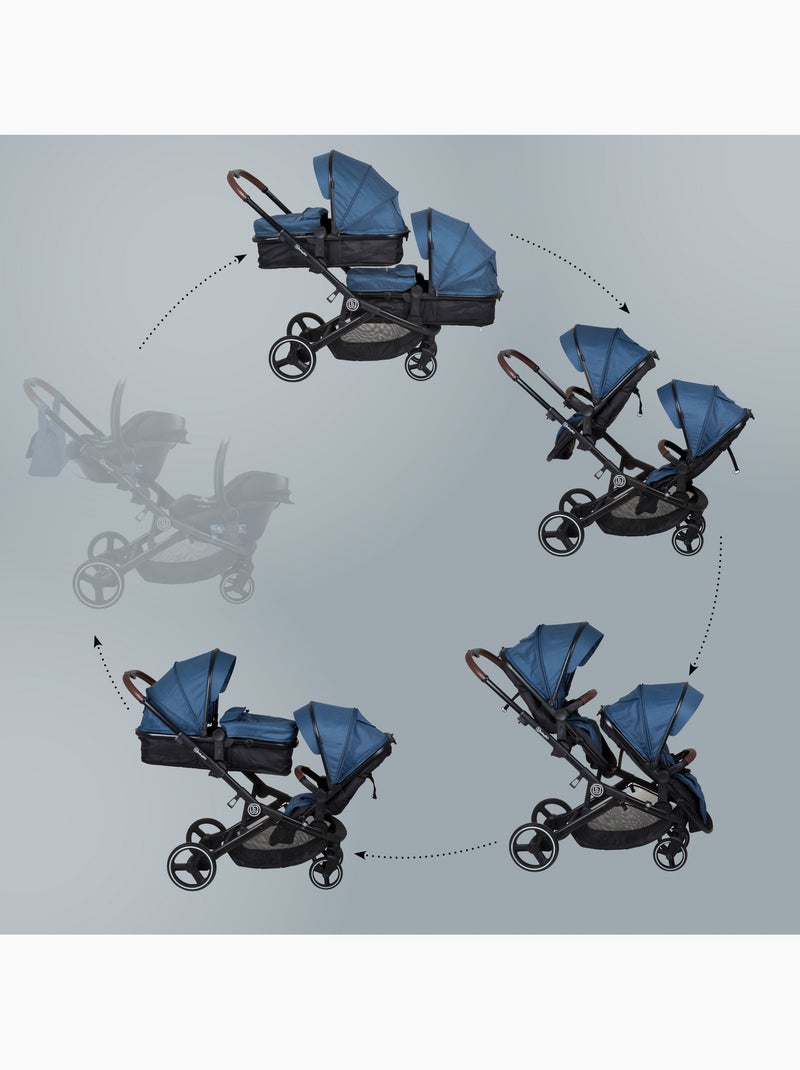 Poussette jumeaux 2-en-1 Twinner, également adaptée comme poussette pour frères et sœurs – babyGo Bleu - Kiabi