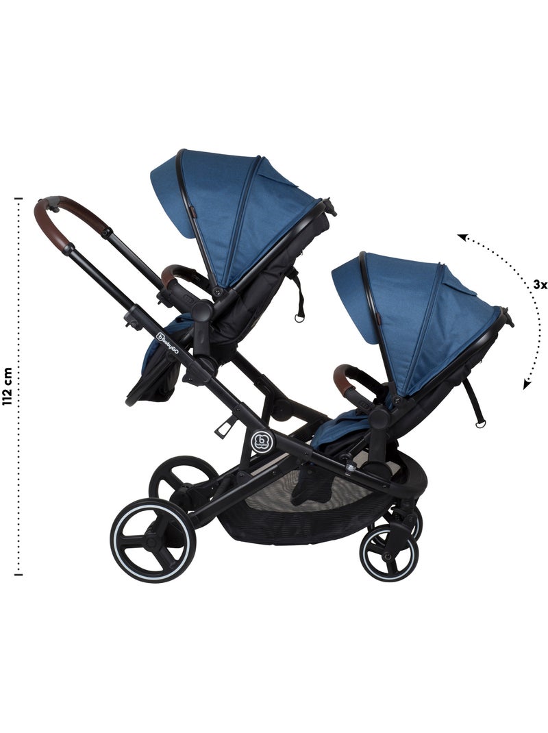 Poussette jumeaux 2-en-1 Twinner, également adaptée comme poussette pour frères et sœurs – babyGo Bleu - Kiabi