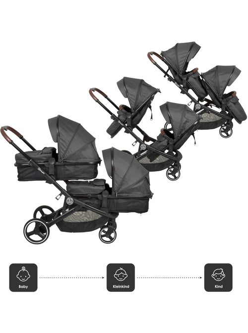 Poussette jumeaux 2-en-1 Twinner, également adaptée comme poussette pour frères et sœurs – babyGo - Kiabi Poussette jumeaux 2-en-1 Twinner, également adaptée comme poussette pour frères et sœurs – babyGo - Kiabi