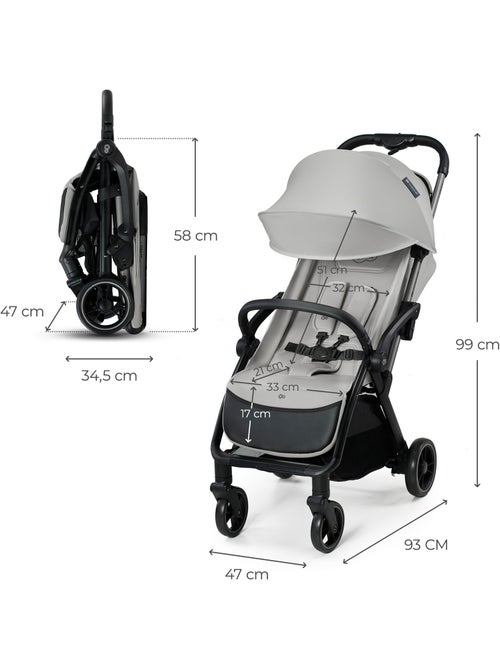 Poussette Kinderkraft APINO avec Pliage Automatique, Dossier Allongeable et Roues Increvables - Kiabi