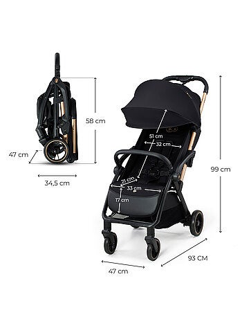 Poussette Kinderkraft APINO avec Pliage Automatique, Dossier Allongeable et Roues Increvables