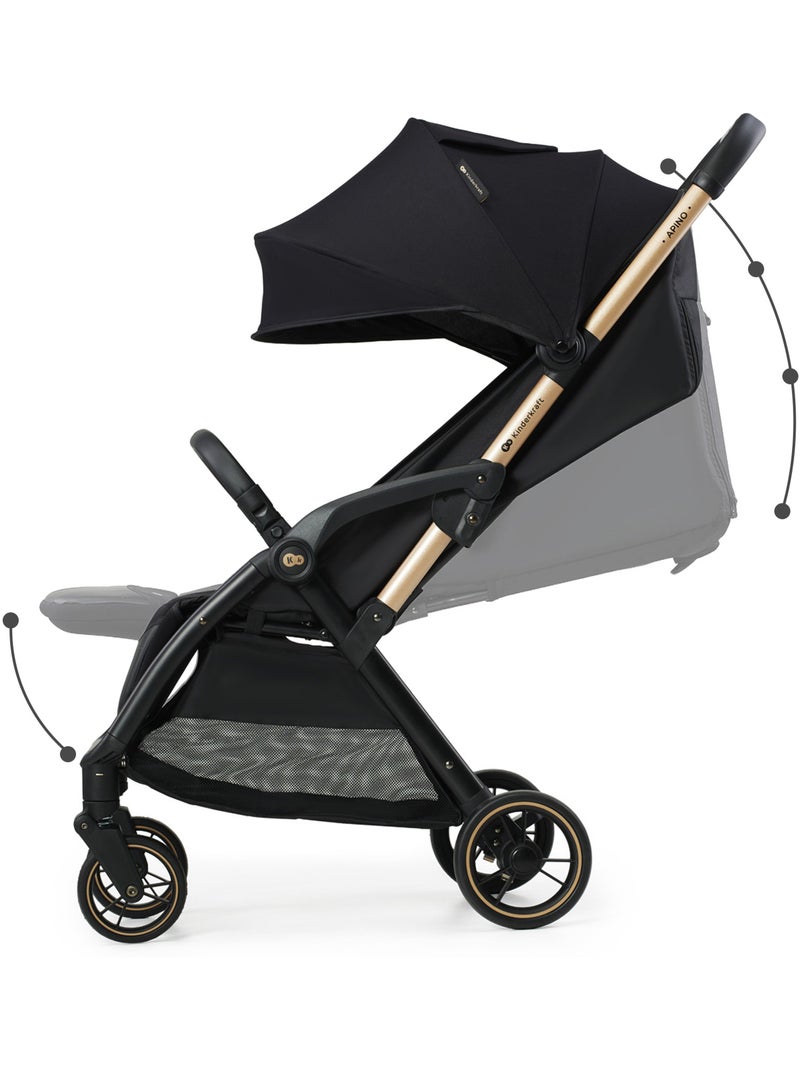 Poussette Kinderkraft APINO avec Pliage Automatique, Dossier Allongeable et Roues Increvables Noir - Kiabi