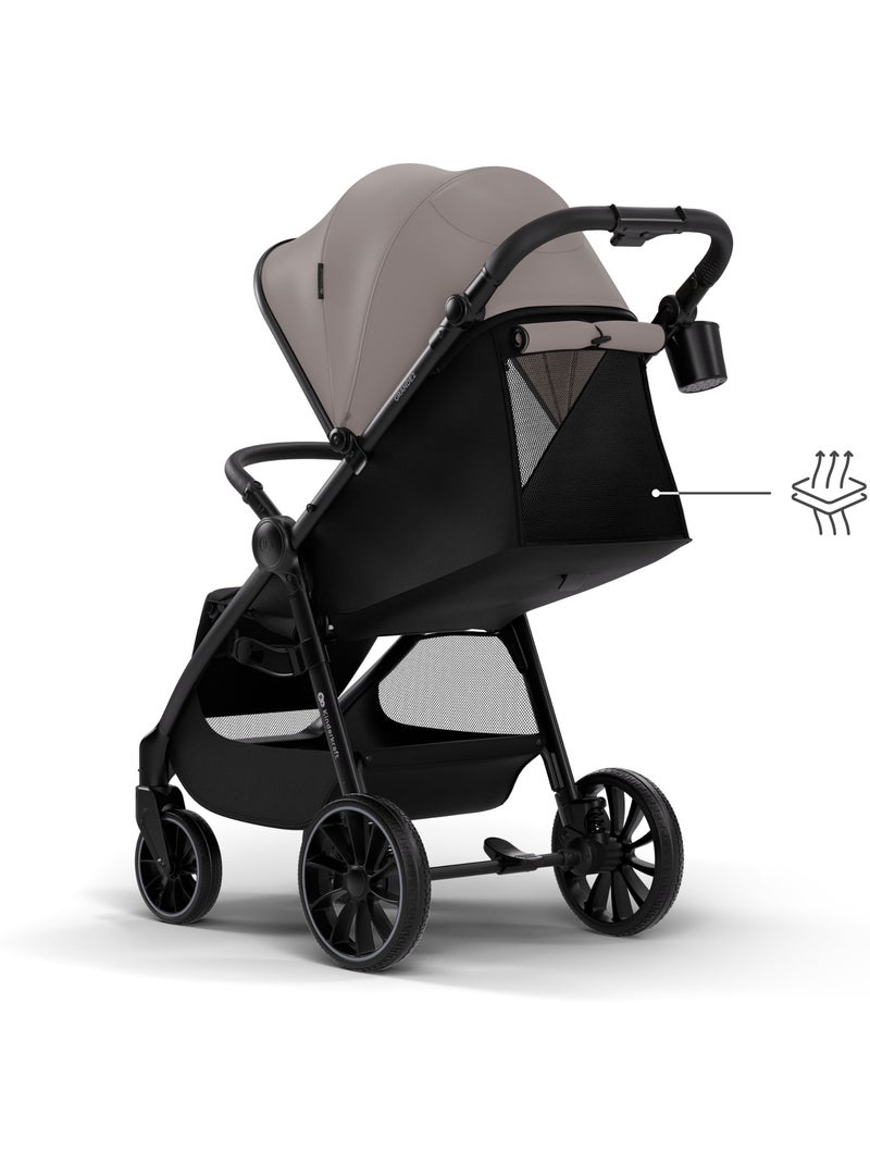 Poussette Kinderkraft GRANDE 2, CLICK&FOLD pliage 1 main, siège allongé, grandes roues, 22 kg Beige - Kiabi