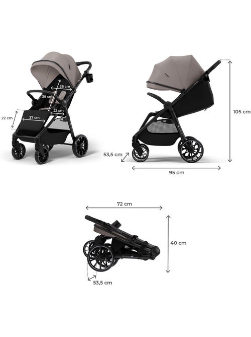 Poussette Kinderkraft GRANDE 2, CLICK&FOLD pliage 1 main, siège allongé, grandes roues, 22 kg - Kiabi Poussette Kinderkraft GRANDE 2, CLICK&FOLD pliage 1 main, siège allongé, grandes roues, 22 kg - Kiabi