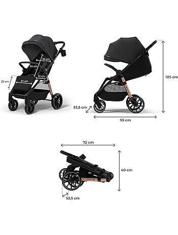 Poussette Kinderkraft GRANDE 2, siège spacieux, position allongée, CLICK&FOLD, roues EVA, 22 kg