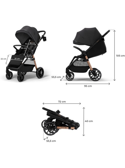 Poussette Kinderkraft GRANDE 2, poignée réglable 3 positions, pliage 1 main, roues EVA, 22 kg - Kiabi Poussette Kinderkraft GRANDE 2, poignée réglable 3 positions, pliage 1 main, roues EVA, 22 kg - Kiabi