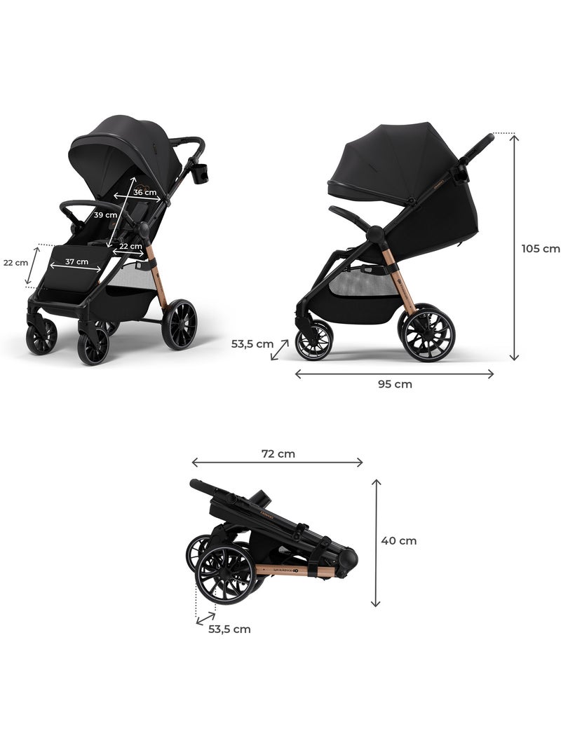 Poussette Kinderkraft GRANDE 2, poignée réglable 3 positions, pliage 1 main, roues EVA, 22 kg Noir - Kiabi