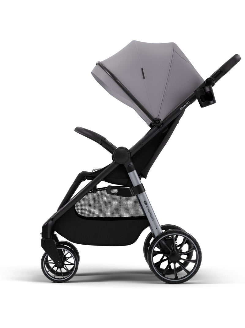 Poussette Kinderkraft GRANDE 2, siège spacieux, position allongée, CLICK&FOLD, roues EVA, 22 kg Gris - Kiabi