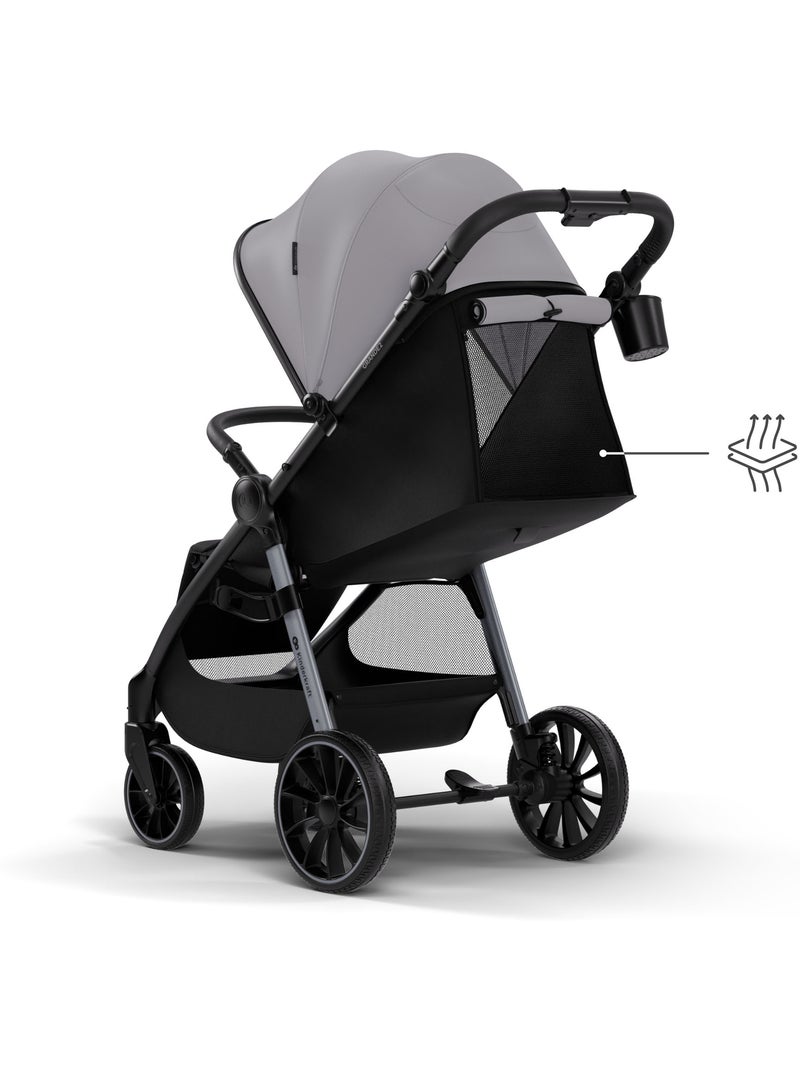 Poussette Kinderkraft GRANDE 2, siège spacieux, position allongée, CLICK&FOLD, roues EVA, 22 kg Gris - Kiabi