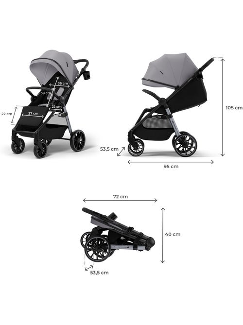 Poussette Kinderkraft GRANDE 2, siège spacieux, position allongée, CLICK&FOLD, roues EVA, 22 kg - Kiabi Poussette Kinderkraft GRANDE 2, siège spacieux, position allongée, CLICK&FOLD, roues EVA, 22 kg - Kiabi