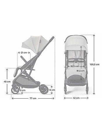Poussette Kinderkraft INDY 3 Légère et Compacte avec Pliage d’Une Main, Roues TPR et Sangle