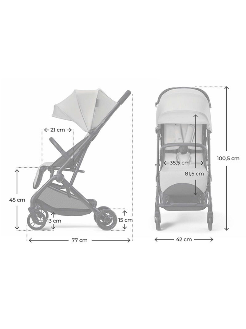 Poussette Kinderkraft INDY 3 Légère et Compacte avec Pliage d’Une Main, Roues TPR et Sangle Gris - Kiabi