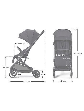 Poussette Kinderkraft INDY 3 Légère et Compacte avec Pliage d’Une Main, Roues TPR et Sangle