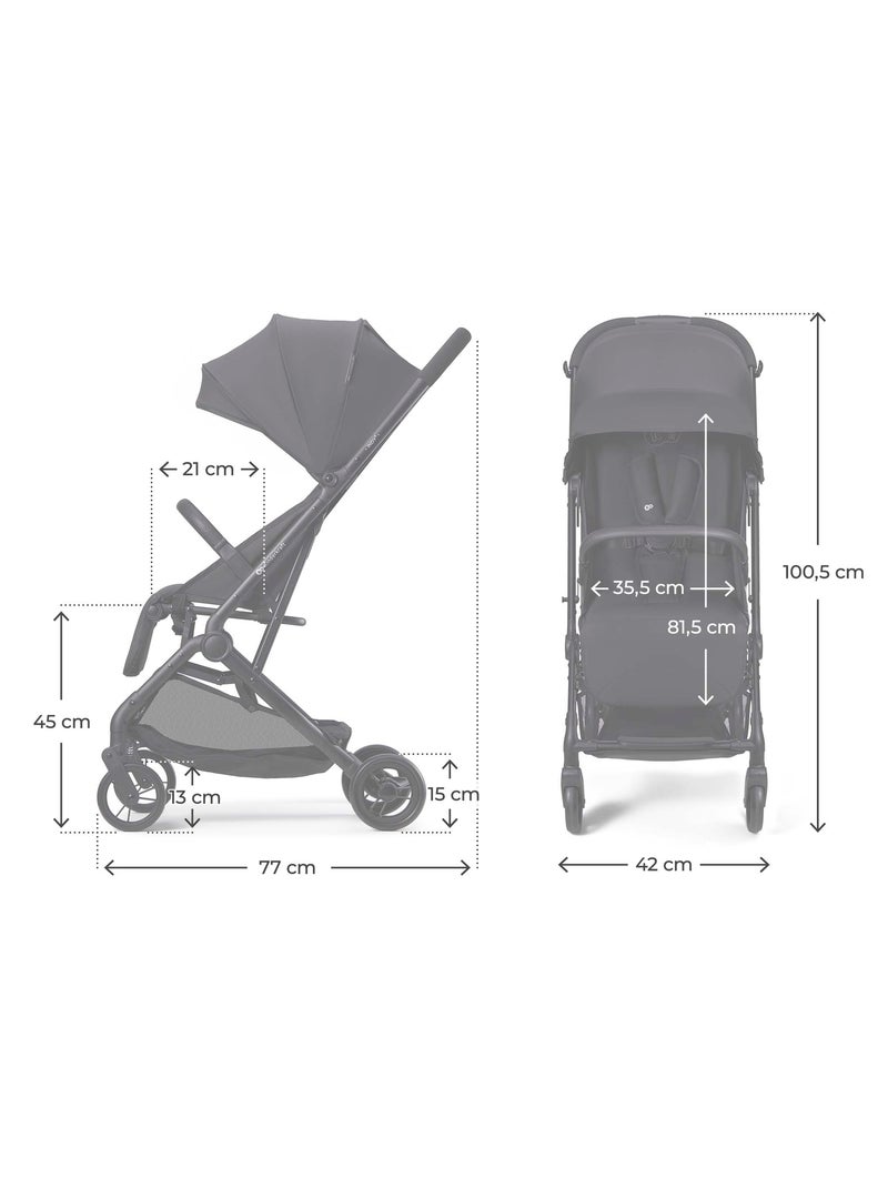 Poussette Kinderkraft INDY 3 Légère et Compacte avec Pliage d’Une Main, Roues TPR et Sangle Noir - Kiabi