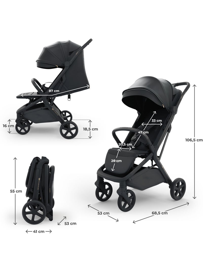 Poussette Kinderkraft NUBI 3 avec Pliage Automatique, Roues EVA et Assise Respirante Noir - Kiabi