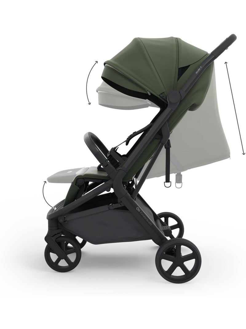 Poussette Kinderkraft NUBI 3 avec Pliage Automatique, Roues EVA et Assise Respirante Vert - Kiabi