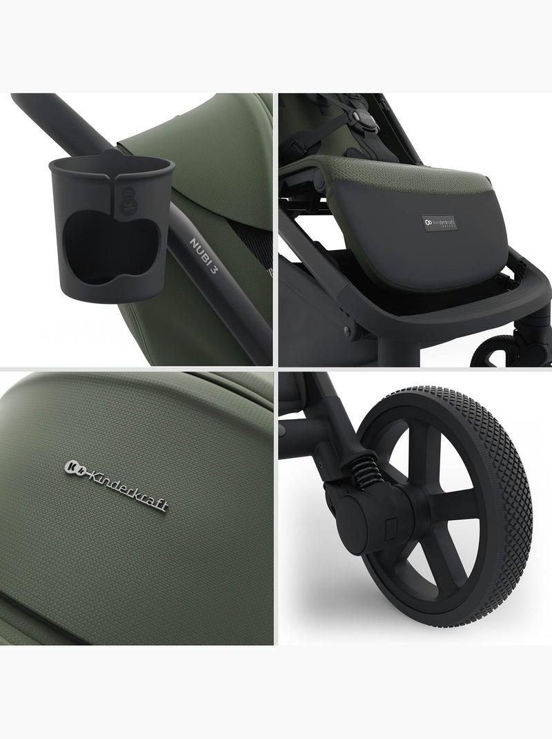 Poussette Kinderkraft NUBI 3 avec Pliage Automatique, Roues EVA et Assise Respirante Vert - Kiabi
