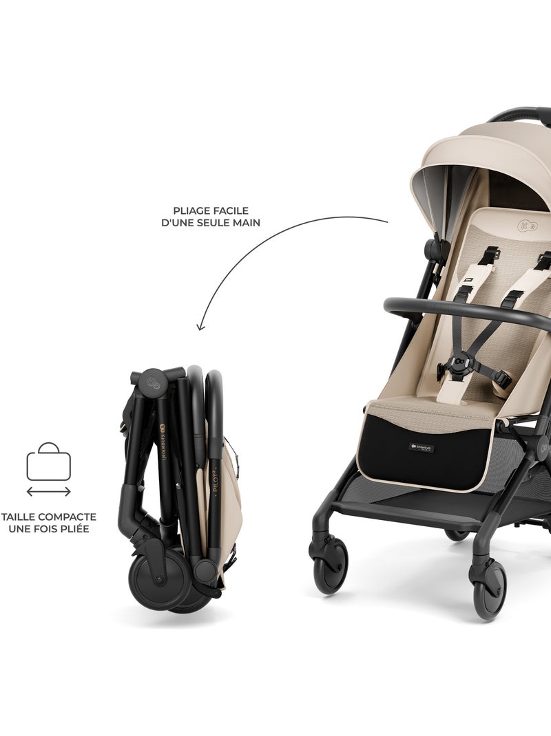 Poussette Kinderkraft PILOT 2 compacte et pliable, compatible cabine IATA, dossier allongé et UPF 50 Beige - Kiabi