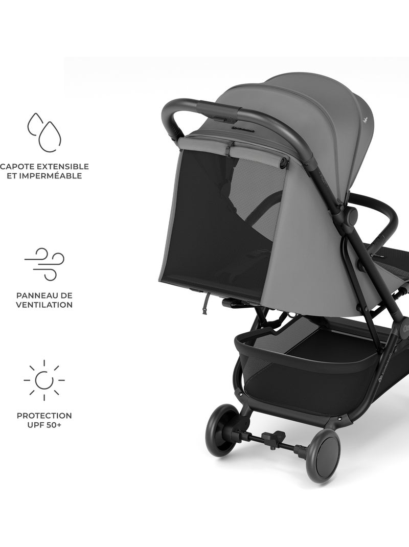 Poussette Kinderkraft PILOT 2 compacte et pliable, compatible cabine IATA, dossier allongé et UPF 50 Gris - Kiabi