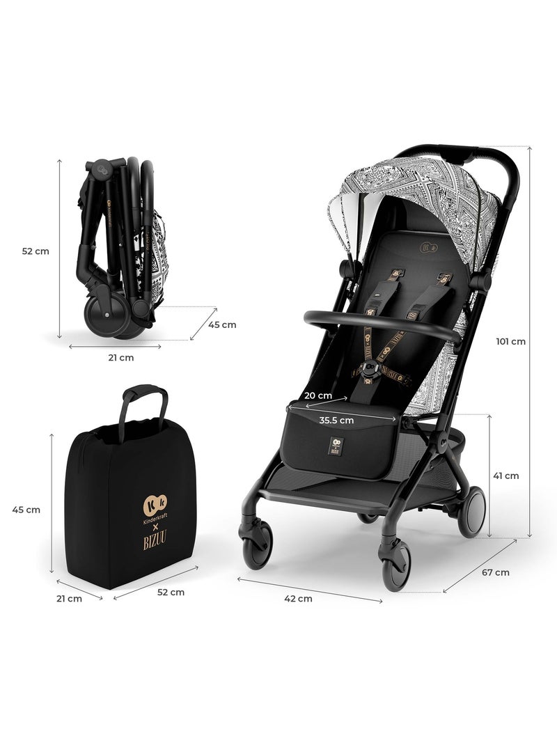 Poussette Kinderkraft PILOT 2 compacte et pliable, compatible cabine IATA, dossier allongé et UPF 50 Noir - Kiabi