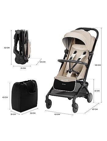 Poussette Kinderkraft PILOT 2 compacte et pliable, compatible cabine IATA et dossier allongé