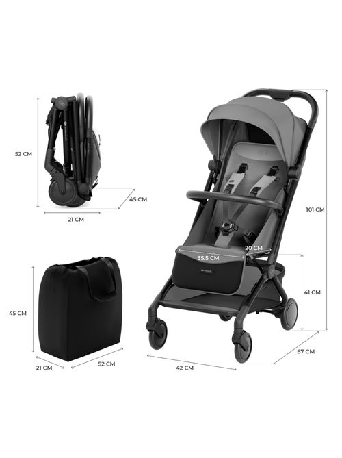 Poussette Kinderkraft PILOT 2 compacte et pliable, compatible cabine IATA et dossier allongé - Kiabi Poussette Kinderkraft PILOT 2 compacte et pliable, compatible cabine IATA et dossier allongé - Kiabi
