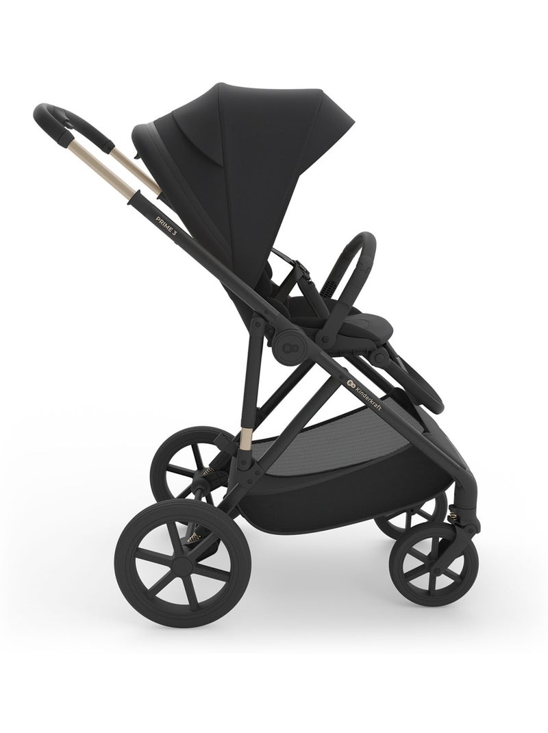 Poussette Kinderkraft PRIME 3 2-en-1 22 kg nacelle+hamac panneau mesh été harnais 5 pts pliage Noir - Kiabi