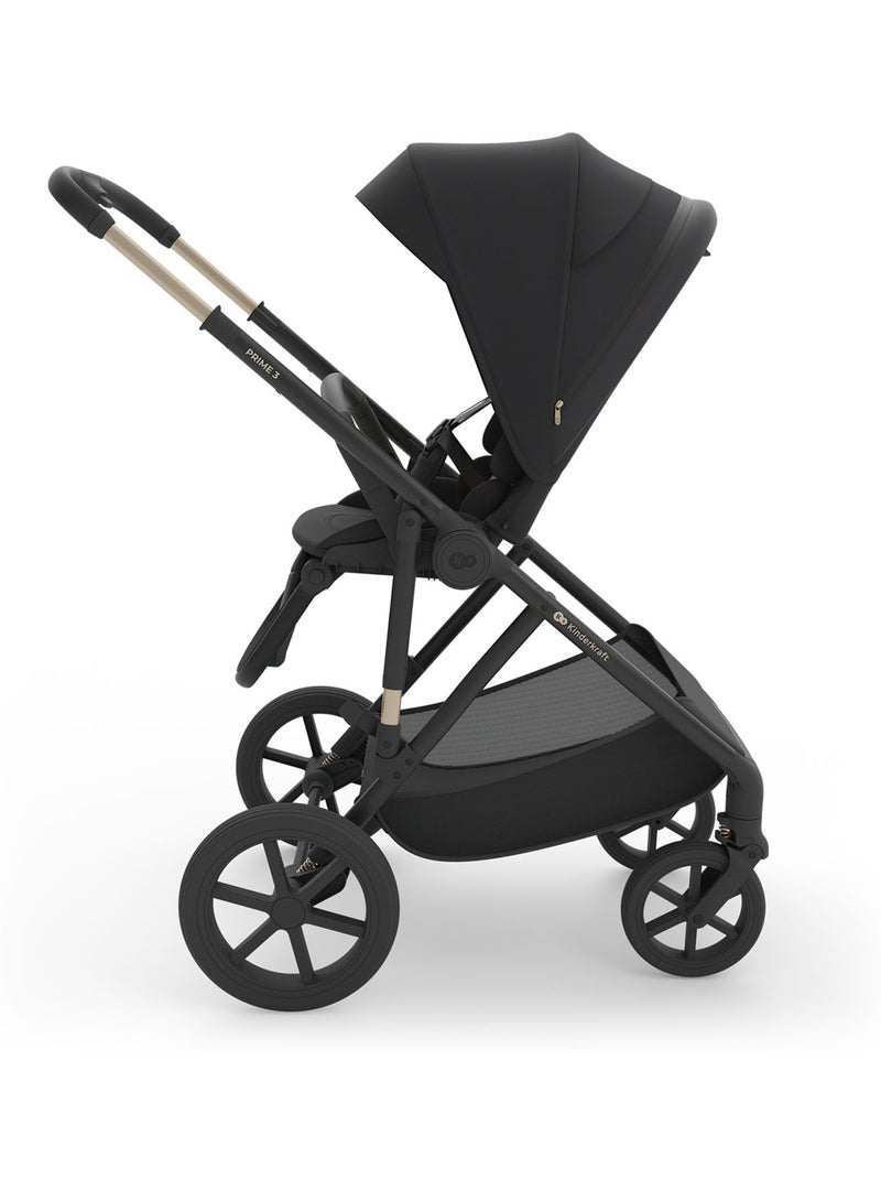 Poussette Kinderkraft PRIME 3 2-en-1 22 kg nacelle+hamac panneau mesh été harnais 5 pts pliage Noir - Kiabi