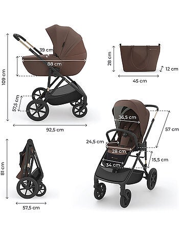 Poussette Kinderkraft PRIME 3 2-en-1 nacelle+hamac 22 kg châssis léger memory buttons pliage