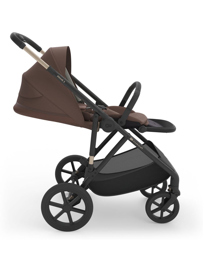 Poussette Kinderkraft PRIME 3 2-en-1 22 kg nacelle+hamac roues 8/12 suspension pliage châssis Marron - Kiabi