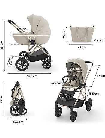 Poussette Kinderkraft PRIME 3 2-en-1 nacelle+hamac 22 kg châssis léger memory buttons pliage