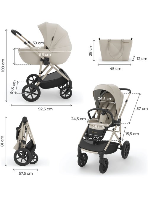 Poussette Kinderkraft PRIME 3 2-en-1 nacelle+hamac 22 kg châssis léger memory buttons pliage - Kiabi Poussette Kinderkraft PRIME 3 2-en-1 nacelle+hamac 22 kg châssis léger memory buttons pliage - Kiabi
